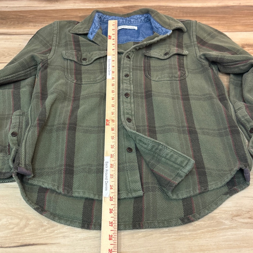 Outerknown Blanket Shirt Mens Medium Olive Green Plaid Organic Cotton Flannel - Picture 4 of 7